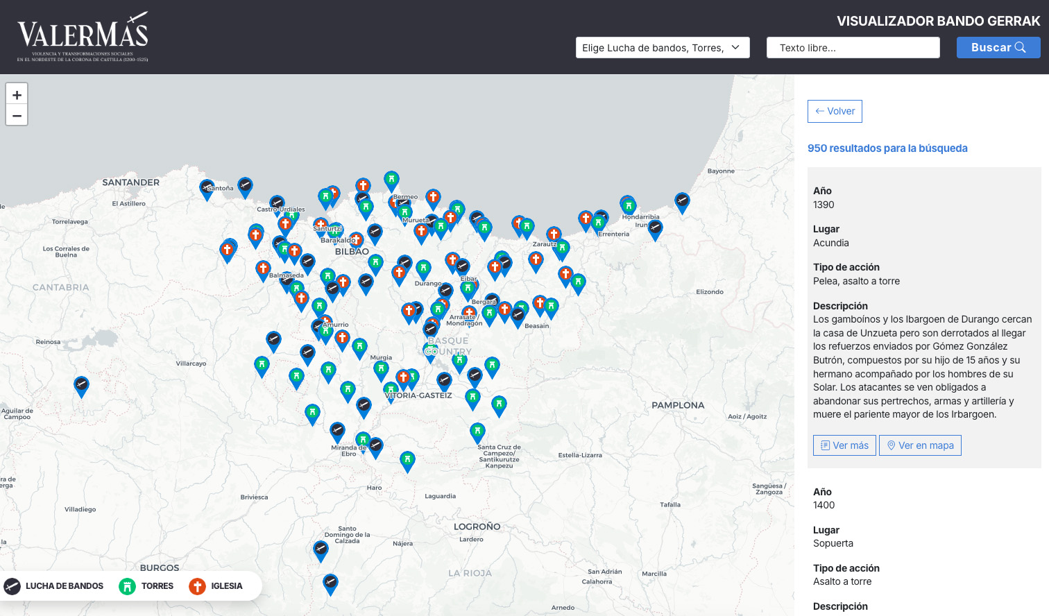 Visualizador de registros geolocalizados para proyecto de investigación medieval de la Universidad del País Vasco